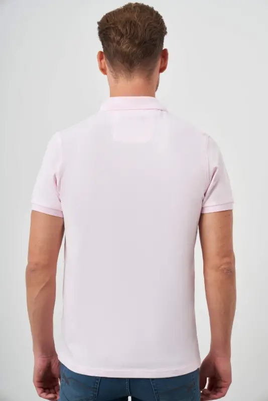 Morven Erkek Pembe Basic Polo Yaka Dynamic Fit T-Shirt - 5