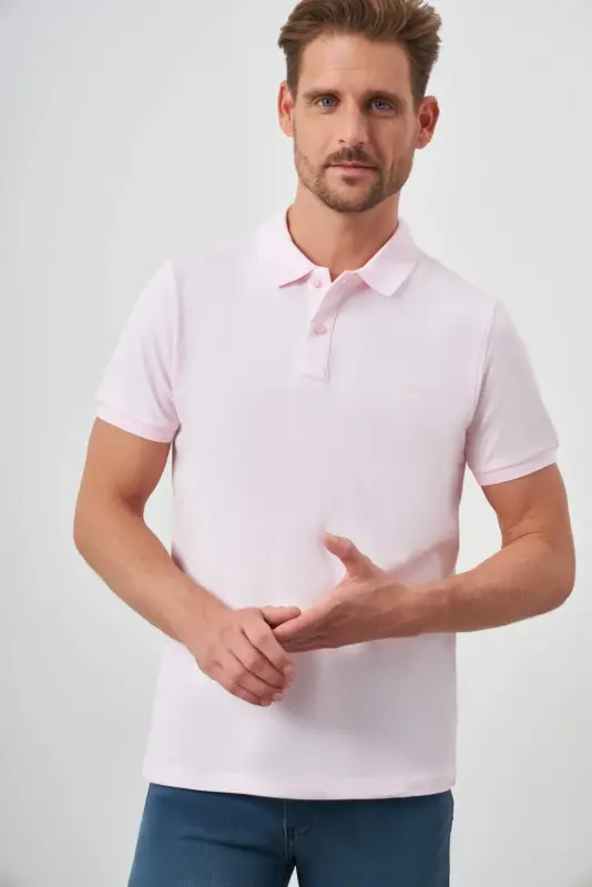 Morven Erkek Pembe Basic Polo Yaka Dynamic Fit T-Shirt - 2