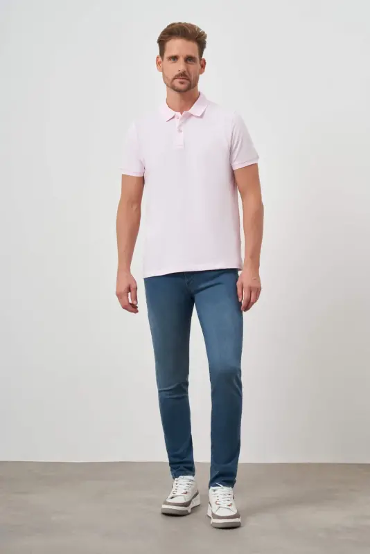 Morven Erkek Pembe Basic Polo Yaka Dynamic Fit T-Shirt - 4