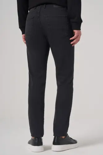 Morven Erkek Siyah Denim 5 Cep Slim Fit Jean Kot Pantolon - 4