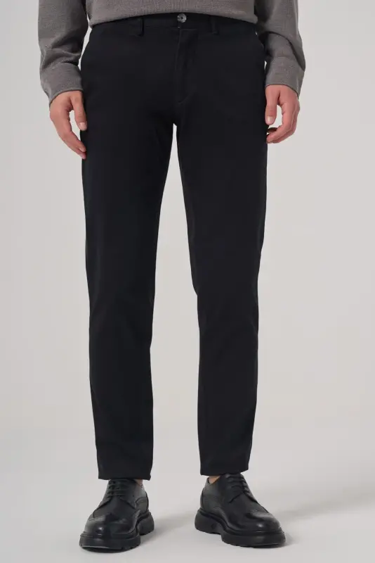 Morven Erkek Siyah Pamuk Trend Slim Fit Chino Pantolon - 1