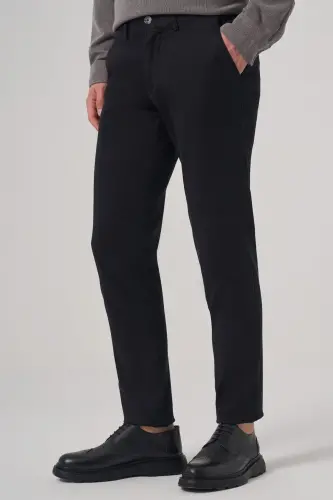 Morven Erkek Siyah Pamuk Trend Slim Fit Chino Pantolon - MORVEN (1)