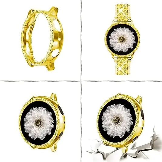 Mosonio Band ONLY Compatible with Samsung Galaxy Watch 7 40mm / 44mm, 20mm Bling Metal Galaxy Watch 7 Band with Bling Protective Cover Case for Women, Bling galaxy watch 7 Replacement Strap for Daily wear (Color & Size Optional） - 1
