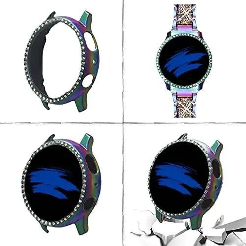 Mosonio Bling Metal Bands for Samsung Galaxy Watch 9/8/7/6 40mm 44mm Women | Bling Metal Band with Bling Protective Cover Case for Women, Shiny Watch Replacement Strap for Daily Wear - 4