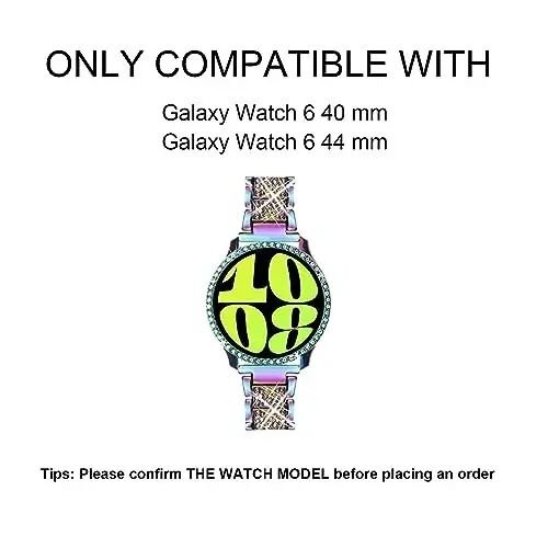 Mosonio Bling Metal Bands for Samsung Galaxy Watch 9/8/7/6 40mm 44mm Women | Bling Metal Band with Bling Protective Cover Case for Women, Shiny Watch Replacement Strap for Daily Wear - Mosonio (1)