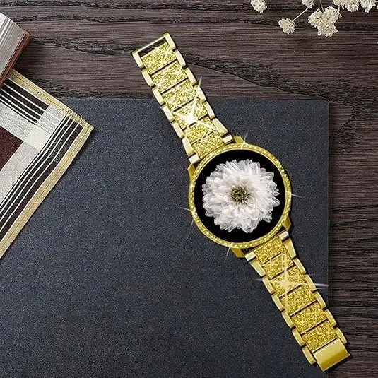 Mosonio Compatible with Samsung Galaxy Watch 7/6 Bands 40mm/44mm, 20mm Bling Metal Bands with Bling Protective Cover Case for Women, Shiny Watch Replacement Strap for Daily Wear - 4