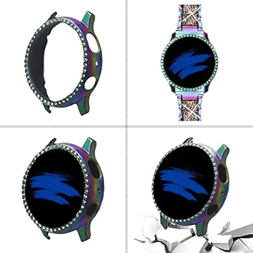 Mosonio Compatible with Samsung Galaxy Watch 7/6 Bands 40mm/44mm, 20mm Bling Metal Bands with Bling Protective Cover Case for Women, Shiny Watch Replacement Strap for Daily Wear - 4