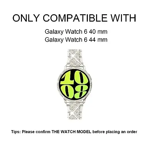 Mosonio Samsung Galaxy Watch 7/6 40mm/44mm bilan mos keladi, 20mm Bling Metal bilaguzuklar ayollar uchun Bling himoya qopqog'i bilan, kundalik kiyim uchun yorqin soat almashtirish tasmasi - 2