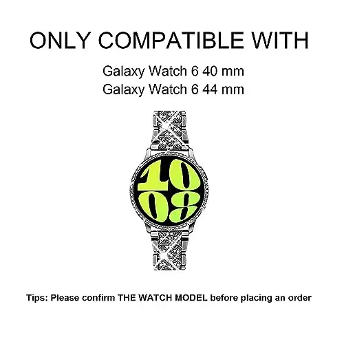 Mosonio Samsung Galaxy Watch 7/6 40mm/44mm bilan mos keladi, 20mm Bling Metal tasmalar ayollar uchun Bling himoya qopqog'i bilan, kundalik kiyim uchun yorqin soat almashtirish tasmasi - MOSONIO (1)