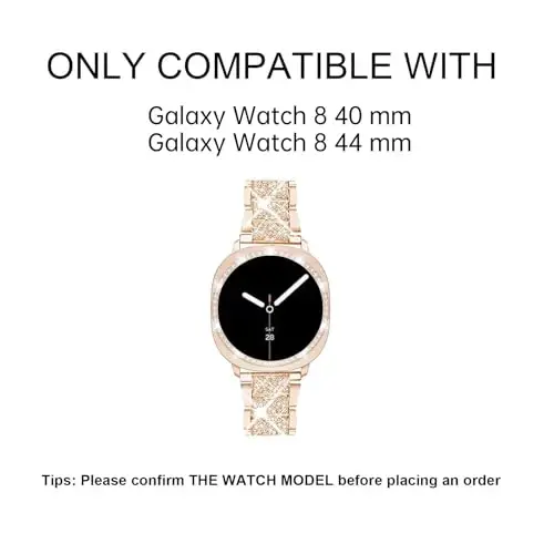 Mosonio Samsung Galaxy Watch 7/6 40mm/44mm bilan mos keladi, 20mm Bling Metal tasmalar ayollar uchun Bling himoya qopqog'i bilan, kundalik kiyim uchun yorqin soat almashtirish tasmasi - MOSONIO (1)