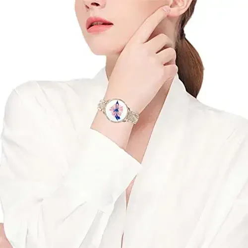 Mosonio Samsung Galaxy Watch 7/6 40mm/44mm bilan mos keladi, 20mm Bling metall bilaguzuklar ayollar uchun Bling himoya qopqog'i bilan, kundalik kiyim uchun yorqin soat almashtirish tasmasi - 6