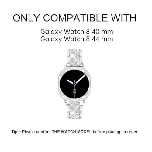 Mosonio Samsung Galaxy Watch 7/6 40mm/44mm bilan mos keladi, 20mm Bling metall bilaguzuklar ayollar uchun himoya qopqog'i bilan, kundalik kiyim uchun yorqin soat almashtirish tasmasi - MOSONIO (1)
