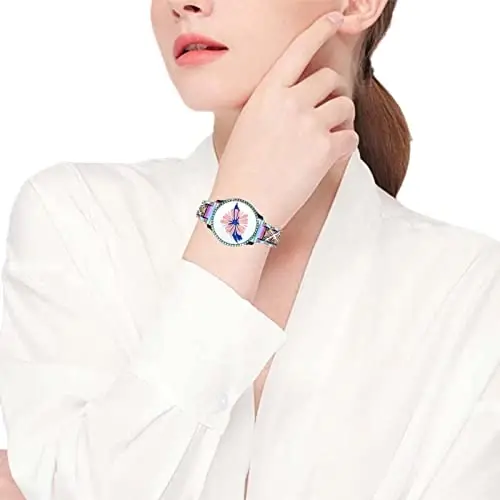 Mosonio Samsung Galaxy Watch 7/6 40mm/44mm ile Uyumlu, 20mm Parlak Metal Kordon ve Parlak Koruyucu Kılıf, Kadınlar için Günlük Kullanıma Uygun Parlak Saat Kayışı - 10
