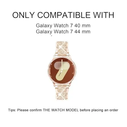 Mosonio Bling Metal Bands for Samsung Galaxy Watch 9/8/7/6 40mm 44mm Women | Bling Metal Band with Bling Protective Cover Case for Women, Shiny Watch Replacement Strap for Daily Wear - 2