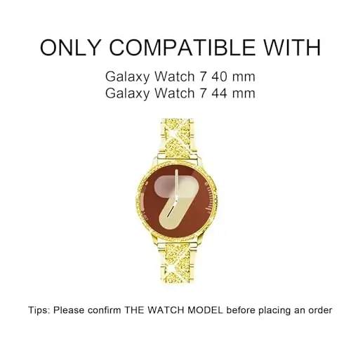 Mosonio Samsung Galaxy Watch 7/6 Bands 40mm/44mm, 20mm Bling Metal Bands bilan mos keladi, Ayollar uchun Bling himoya qopqog'i bilan, Kundalik kiyim uchun yorqin soat almashtirish tasmasi - MOSONIO (1)