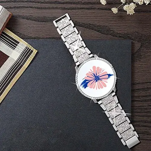 Mosonio Samsung Galaxy Watch 7/6 Bands 40mm/44mm bilan mos keladi, 20mm Bling Metal Bands ayollar uchun Bling himoya qopqog'i bilan, kundalik kiyim uchun yorqin soat almashtirish tasmasi - 5