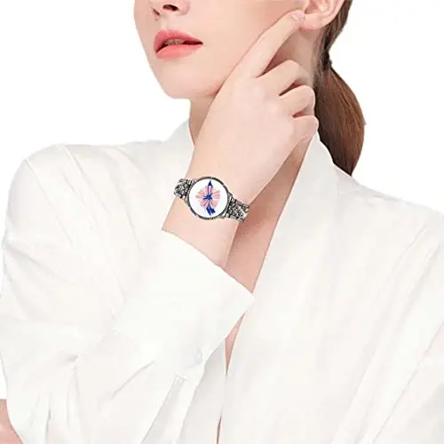 Mosonio Samsung Galaxy Watch 7/6 Uyumlu Kordonlar 40mm/44mm, 20mm Parlak Metal Kordonlar ve Kadınlar için Parlak Koruyucu Kapaklı Kılıf, Günlük Kullanım için Parlak Saat Yedek Kayışı - 5