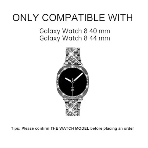 Mosonio Samsung Galaxy Watch 8/7/6 40mm/44mm bilan mos keladi, 20mm Bling Metal Bands ayollar uchun Bling Protective Cover Case bilan, Kundalik kiyim uchun yorqin soat almashtirish tasmasi - MOSONIO (1)