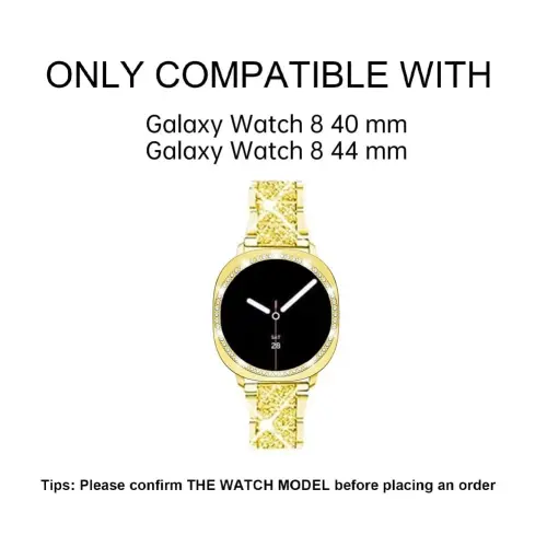 Mosonio Compatible with Samsung Galaxy Watch 8/7/6 Bands 40mm/44mm, 20mm Bling Metal Bands with Bling Protective Cover Case for Women, Shiny Watch Replacement Strap for Daily Wear - MOSONIO (1)