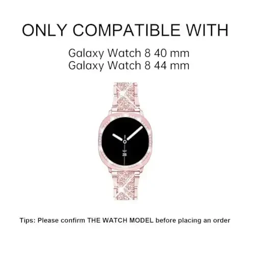 Mosonio Совместимый с Samsung Galaxy Watch 7/6 Bands 40mm/44mm, 20mm Bling Metal Bands with Bling Protective Cover Case for Women, Shiny Watch Replacement Strap for Daily Wear - 2