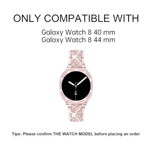 Mosonio Совместимый с Samsung Galaxy Watch 7/6 Bands 40mm/44mm, 20mm Bling Metal Bands with Bling Protective Cover Case for Women, Shiny Watch Replacement Strap for Daily Wear - 2