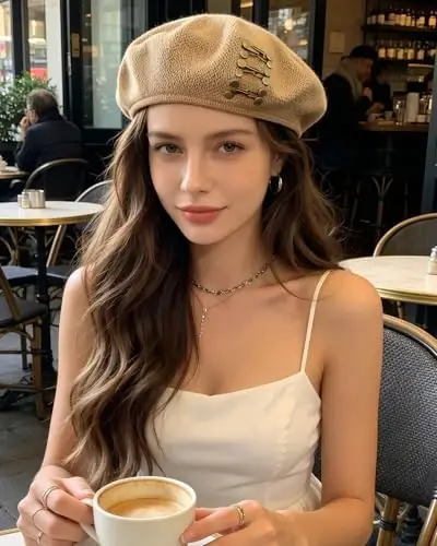 MOSSTYUS Ayollar To‘r Yengil Beret Gullar O‘yilgan Shlyapa Nafas Oluvchi Frantsuz Beret Beanie Shlyapa Bahor Yoz uchun - 4