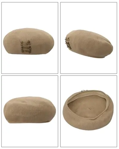 MOSSTYUS Ayollar To‘r Yengil Beret Gullar O‘yilgan Shlyapa Nafas Oluvchi Frantsuz Beret Beanie Shlyapa Bahor Yoz uchun - 5