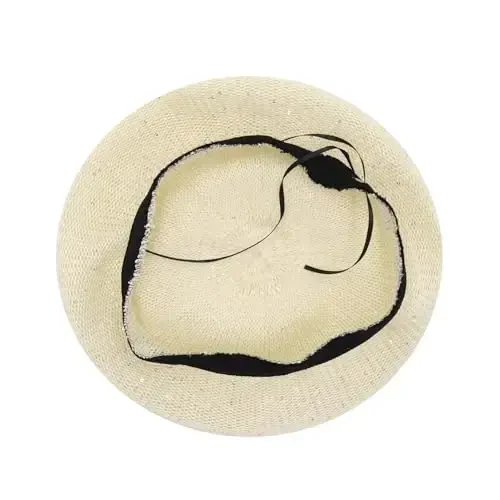 MOSSTYUS Women Lace Lightweight Beret Floral Hollow Out Hat Breathable French Beret Beanie Hat Cap for Spring Summer - 5