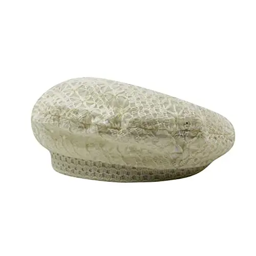 MOSSTYUS Women Lace Lightweight Beret Floral Hollow Out Hat Breathable French Beret Beanie Hat Cap for Spring Summer - 1