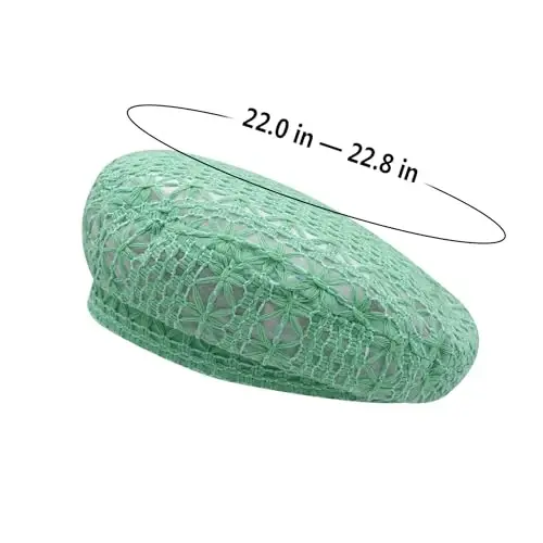 MOSSTYUS Women Lace Lightweight Beret Floral Hollow Out Hat Breathable French Beret Beanie Hat Cap for Spring Summer - 3