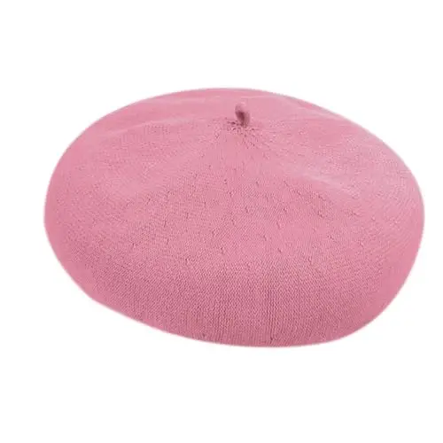 MOSSTYUS Women Lace Lightweight Beret Floral Hollow Out Hat Breathable French Beret Beanie Hat Cap for Spring Summer - 7