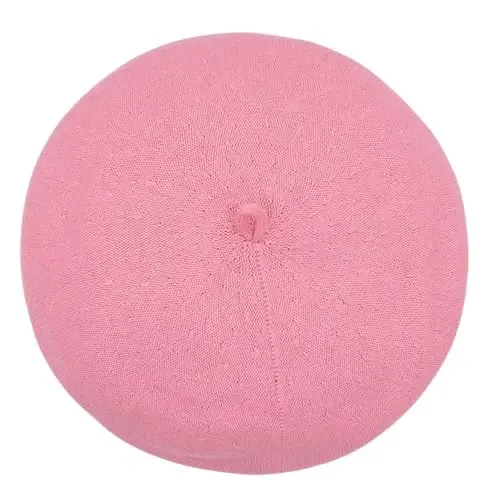 MOSSTYUS Women Lace Lightweight Beret Floral Hollow Out Hat Breathable French Beret Beanie Hat Cap for Spring Summer - 4