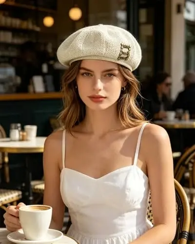 Women Beret Hat French Parisian Style Beanie Hats Vintage Painters Cap Artist Hat - 3