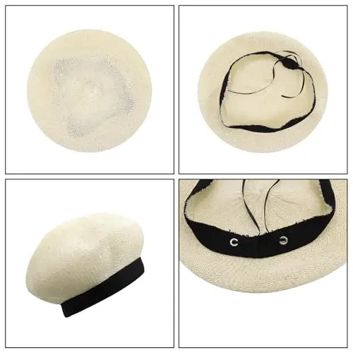 MOSSTYUS Women Lace Lightweight Beret Floral Hollow Out Hat Breathable French Beret Beanie Hat Cap for Spring Summer - 3