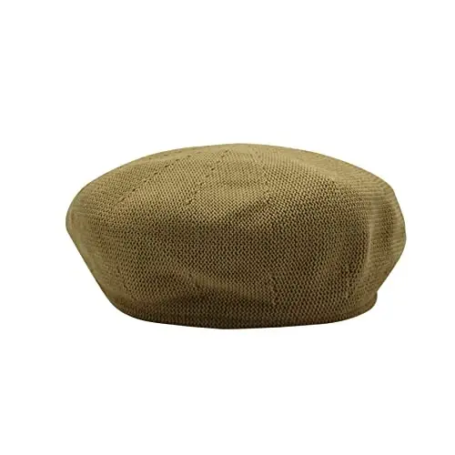 MOSSTYUS Women Lace Lightweight Beret Floral Hollow Out Hat Breathable French Beret Beanie Hat Cap for Spring Summer - 2