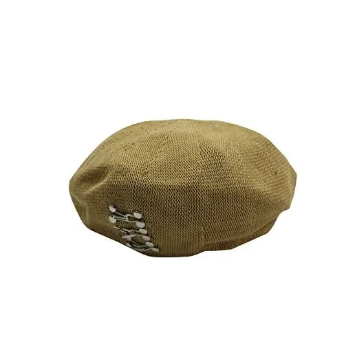MOSSTYUS Women Lace Lightweight Beret Floral Hollow Out Hat Breathable French Beret Beanie Hat Cap for Spring Summer - 3