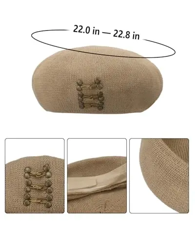 MOSSTYUS Women Lace Lightweight Beret Floral Hollow Out Hat Breathable French Beret Beanie Hat Cap for Spring Summer - 2
