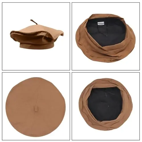 MOSSTYUS Women Lace Lightweight Beret Floral Hollow Out Hat Breathable French Beret Beanie Hat Cap for Spring Summer - 6