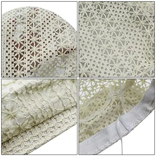 MOSSTYUS Women Lace Lightweight Beret Floral Hollow Out Hat Breathable French Beret Beanie Hat Cap for Spring Summer - 5