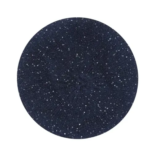 MOSSTYUS Women Lace Lightweight Beret Floral Hollow Out Hat Breathable French Beret Beanie Hat Cap for Spring Summer - 3