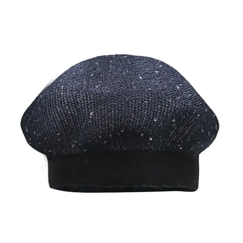 MOSSTYUS Women Lace Lightweight Beret Floral Hollow Out Hat Breathable French Beret Beanie Hat Cap for Spring Summer - 1
