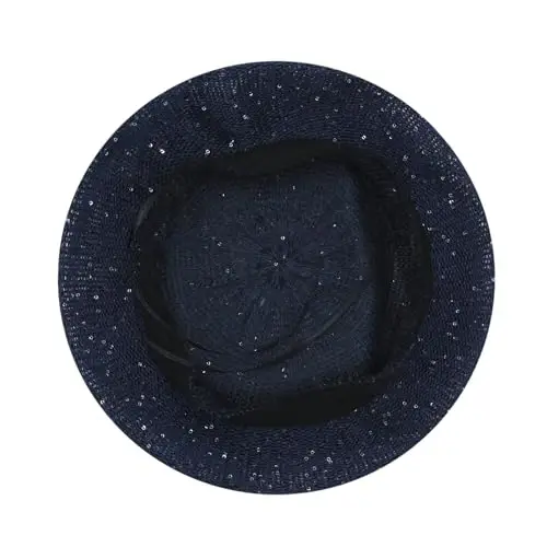 MOSSTYUS Women Lace Lightweight Beret Floral Hollow Out Hat Breathable French Beret Beanie Hat Cap for Spring Summer - 5