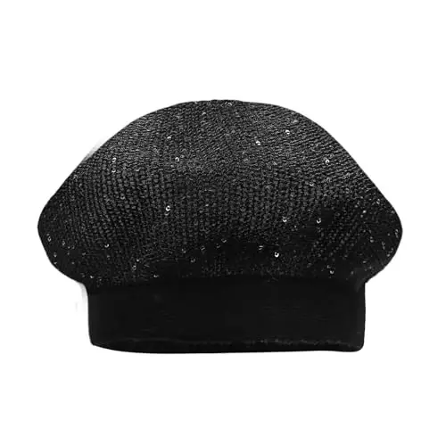 MOSSTYUS Women Lace Lightweight Beret Floral Hollow Out Hat Breathable French Beret Beanie Hat Cap for Spring Summer - 2