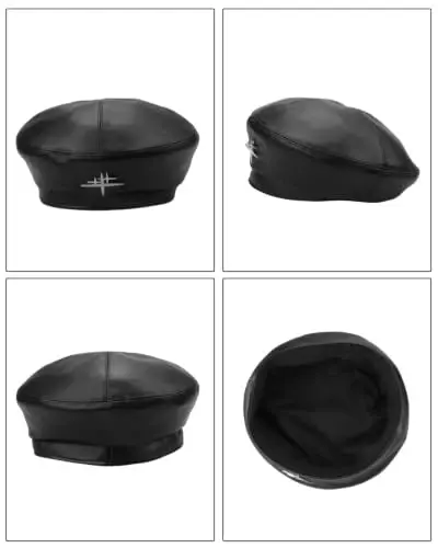 MOSSTYUS Women Retro PU Leather Casual French Beret Hat for Spring Autumn | soft touch PU material,drawstring adjustable inner band, four panel stitched design, all match style,four seasons wearable - 5