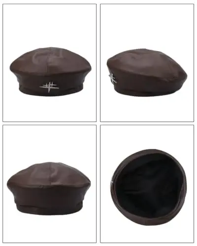 MOSSTYUS Women Retro PU Leather Casual French Beret Hat for Spring Autumn | soft touch PU material,drawstring adjustable inner band, four panel stitched design, all match style,four seasons wearable - 5