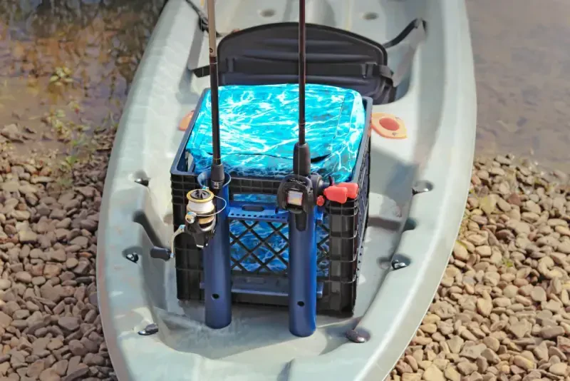 Mossy Oak Kayak Depolama Kasası Kuru Çanta, Balıkçılık Aksesuarları Kiti ve Olta Tutucu, 24 Parça, Süt Kasası, Mavi - 6