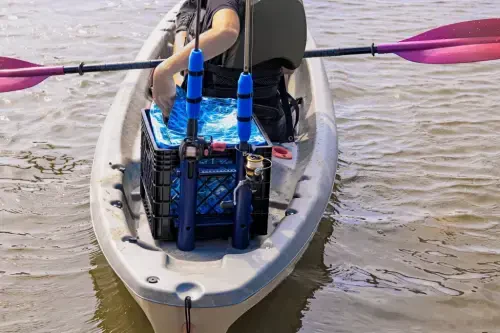 Mossy Oak Kayak Depolama Kasası Kuru Çanta, Balıkçılık Aksesuarları Kiti ve Olta Tutucu, 24 Parça, Süt Kasası, Mavi - 8