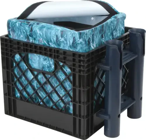 Mossy Oak 24 Piece Kayak Storage Crate with Dry Bag, Fishing Accessories Kit and Rod Holder Milk Crate Blue - 4