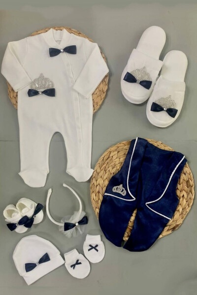 Mother and Baby Postpartum Set with Jumpsuit, Vest and Stone Embroidered Mevlüt Dress - 2