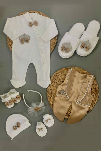 Mother Baby Postpartum Set Romper with Vest Stone Embroidered for Birth Ceremony - 2